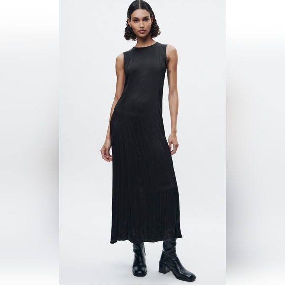 Zara Dresses & Skirts - Zara Back Knot Satin Wrinkled Dress